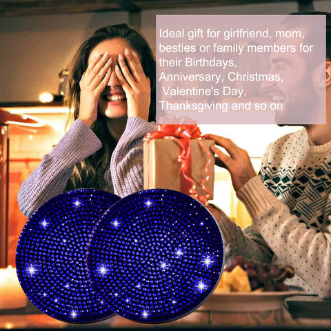 2pcs Cute Bling Car Cup Holder Coaster with Rhinestone Auto Interior Accessories