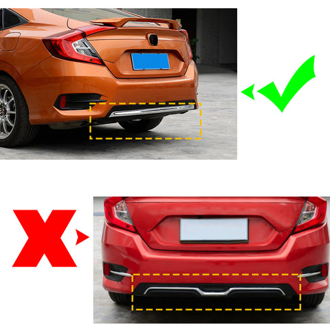 Chrome Silver Rear Bumper Lip Reflector Insert Decor Trim For Honda Civic 16-18