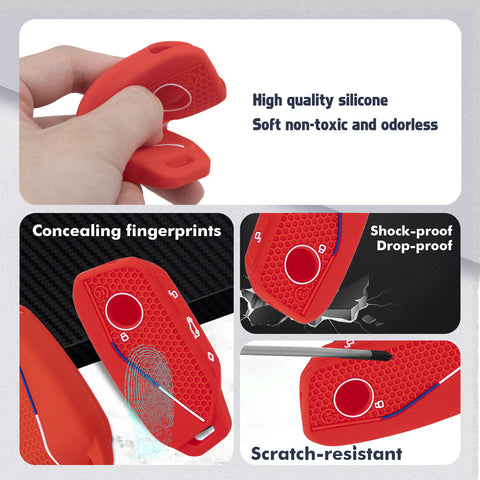 x xotic tech Soft Silicone Key Fob Cover Case Compatible with BMW X7 IX I5 M60 X5 X6 IX I7 5 7 Series 2023 2024 2025 2026, Intelligent Car Side Button Smart Key Protector