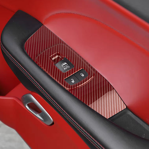 Window Lift Trim Door Lock Switch Panel Cover Compatible with Dodge Challenger 2015-up Interior Accessories Decoration 2Pcs/Set