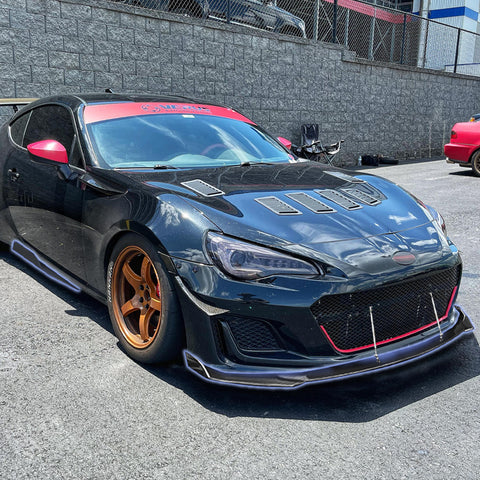 9Pcs Universal Fit Front Bumper Lip Chin Spoiler + Side Skirt Winglets Diffuser + Rear Bumper Canard Splitter Car Body Kits + Adjustable 10"-13" Support Rods