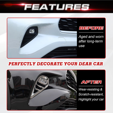 x xotic tech Front Fog Light Lamp Cover Trim Compatible with Toyota Highlander 2020-up (Not Fit for L/XSE Model) ABS Car Decoration Exterior Accessories, 2Pcs/Set