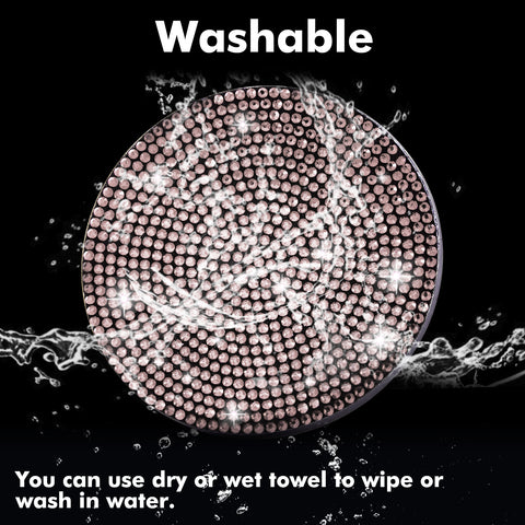 2pcs Cute Bling Car Cup Holder Coaster with Rhinestone Auto Interior Accessories