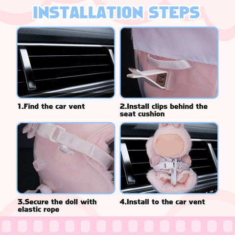 Cute Doll Mini Safety Seat Air Vent Clip Car Interior Decoration Accessories