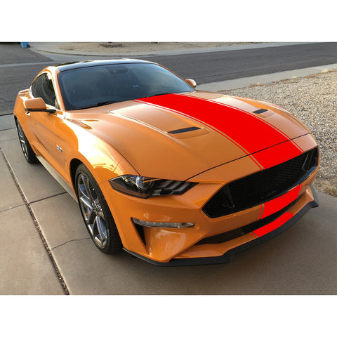 Xotic Tech Glossy Vinyl Racing Stripe Car Hood Graphics Decal Sticker for Hood Roof Rear Trunk Decoration Compatible with Ford Mustang 2015-up
