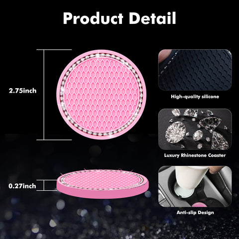 2.75 Inch Silicone Bling Car Cup Holder Insert Coaster Auto Interior Accessories