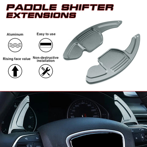 Gun Metal Gray Aluminum Paddle Shifter Extension For Audi A3 A4 A5 A6 A7 Q3 Q5