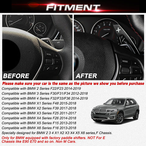 Black Large Paddle Extended Shifter Trim For BMW X1 X2 X3 X4 X5 F25 F26 F39 F48