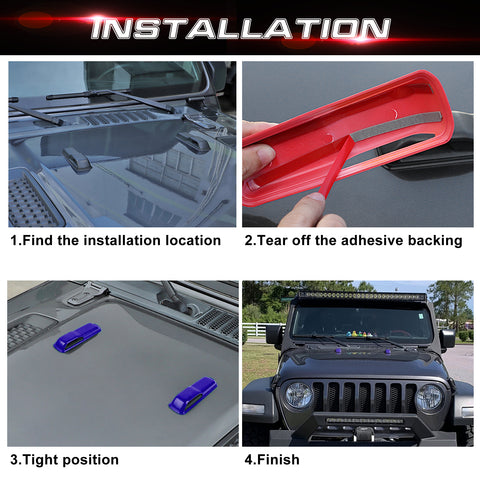 x xotic tech Front Engine Hood Hinge Cover Trim Decoration Exterior Accessories Compatible with Jeep Wrangler JL JLU 2018-up & Gladiator JT Truck 2/4 Door 2020-up (2Pcs)