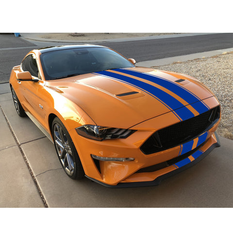 Xotic Tech Glossy Vinyl Racing Stripe Car Hood Graphics Decal Sticker for Hood Roof Rear Trunk Decoration Compatible with Ford Mustang 2015-up