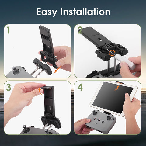 x xotic tech No Disassembly Tablet Holder Compatible with RC-N1/RC-N2/RC-N3 Controller of DJI Flip/Neo/Mini 4K/ 2 SE/Air 3/ Mini 3/4 Pro, Foldable Smartphone Ipad Stand Mount Holder Bracket Lanyard