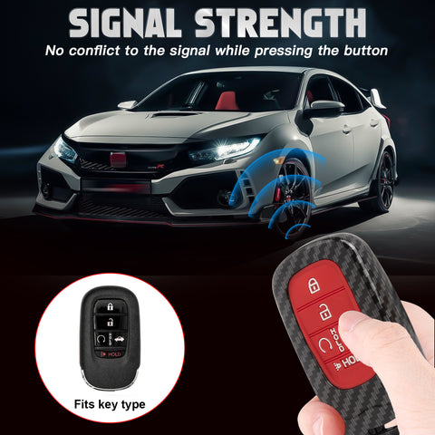 Carbon Style Shell+Silicone Cover Smart Key Fob Case Holder For Honda Civic Accord Pilot CR-V HR-V
