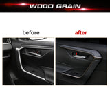 Wood Grain Door Armrest Panel Strip Cover Trim For Toyota RAV4 2019-2024