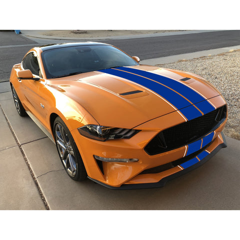 Xotic Tech Glossy Vinyl Racing Stripe Car Hood Graphics Decal Sticker for Hood Roof Rear Trunk Decoration Compatible with Ford Mustang 2015-up
