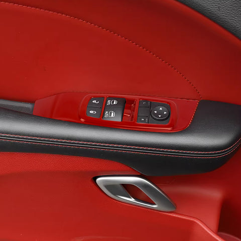 Window Lift Trim Door Lock Switch Panel Cover Compatible with Dodge Challenger 2015-up Interior Accessories Decoration 2Pcs/Set