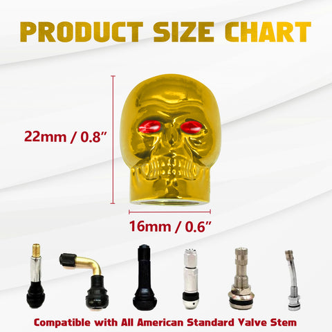 Skull Style Tire Stem Valve Caps Wheel Valve Covers Car Dustproof Tires Cap 8pcs
