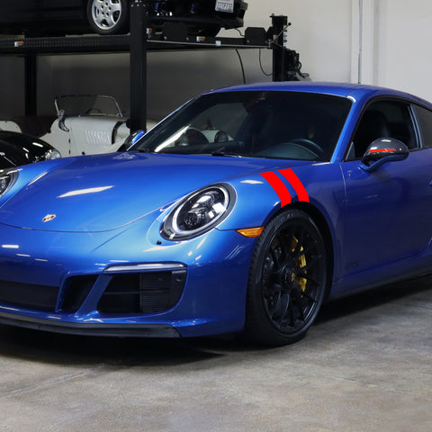 Auto Exterior Decor Front Hood Fender + Rear View Mirror Overlay Stickers Kit