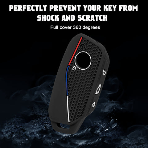 x xotic tech Soft Silicone Key Fob Cover Case Compatible with BMW X7 IX I5 M60 X5 X6 IX I7 5 7 Series 2023 2024 2025 2026, Intelligent Car Side Button Smart Key Protector