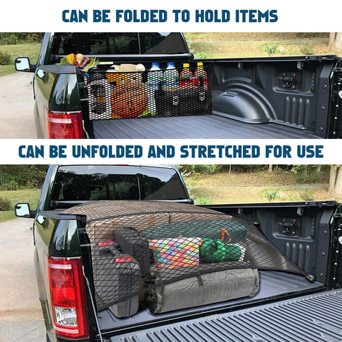 4' x 4' Double-Layer Elastic Cargo Mesh Net Organizer for Pickup Trucks Trailers