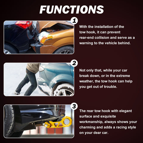 Xotic Tech Auto Aluminum JDM Rear Tow Hook Kit Racing Style Trailer Towing Ring Decoration Car Accessories , Universal Fit Car , Truck , SUV , Most Vehicles (Gold)