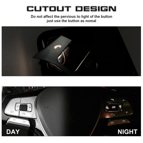 6pcs Silver Steering Wheel Control Button Cover Trim Decoration for Volkswagen Passat Golf SportWagen Alltrack Tiguan Altas Arteon 2016-up