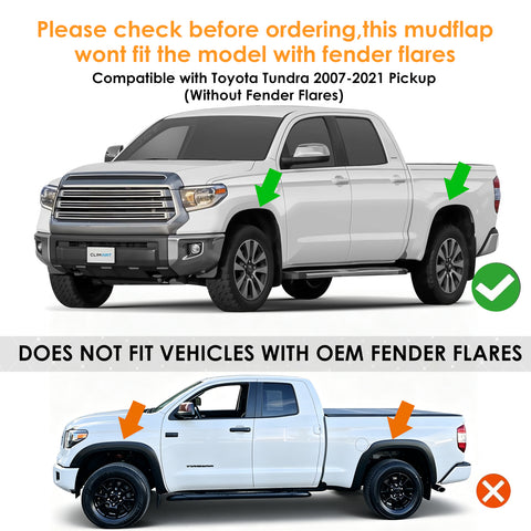 x xotic tech Mud Flaps Splash Guard Compatible with Toyota Tundra 2007-2021 Front & Rear Mudguards Fender Flare Dirt Slush Trap Protector Set Pickup Truck Accessories(4PCS)