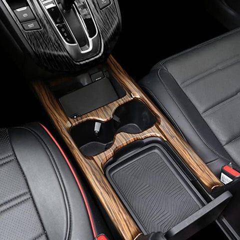 x xotic tech Center Console Cup Holder Panel Trim, Peach Wood Grain ABS Interior Decoration Mouldings Stripe Cover Compatible with Honda CRV 2021 2022