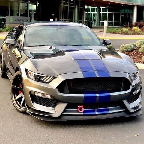 Xotic Tech Glossy Vinyl Racing Stripe Car Hood Graphics Decal Sticker for Hood Roof Rear Trunk Decoration Compatible with Ford Mustang 2015-up