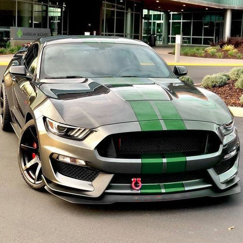 Xotic Tech Glossy Vinyl Racing Stripe Car Hood Graphics Decal Sticker for Hood Roof Rear Trunk Decoration Compatible with Ford Mustang 2015-up