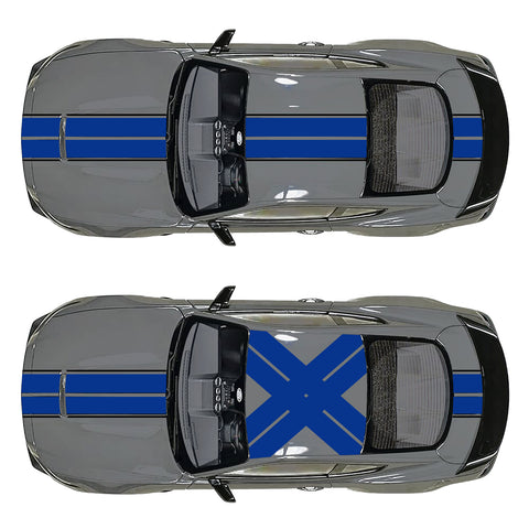 Xotic Tech Glossy Vinyl Racing Stripe Car Hood Graphics Decal Sticker for Hood Roof Rear Trunk Decoration Compatible with Ford Mustang 2015-up