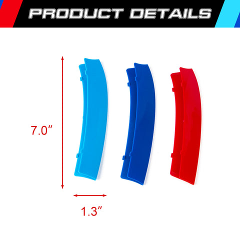 M-Colored Stripe Grille Insert Trims Compatible with BMW X1 E84 2009-2015 (7-Beams Standard Kidney Grille)