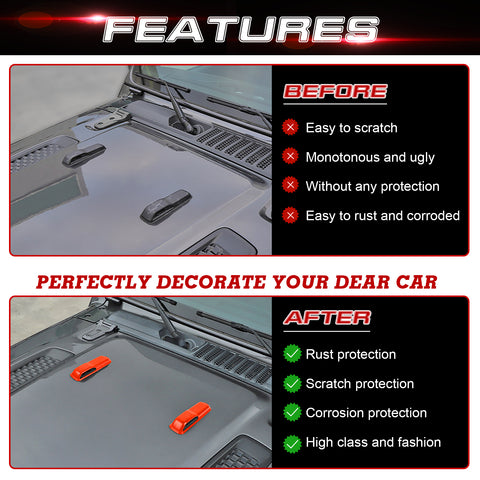 x xotic tech Front Engine Hood Hinge Cover Trim Decoration Exterior Accessories Compatible with Jeep Wrangler JL JLU 2018-up & Gladiator JT Truck 2/4 Door 2020-up (2Pcs)