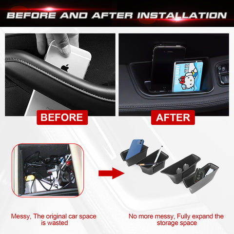 Door Storage Box Tray Organizer Compatible with Porsche Macan S/T/GTS/Turbo 2015-up Interior Car Door Side Handle Insert Pocket Holder Glove Pallet Accessories (4 Packs w/Anti-slip pads)