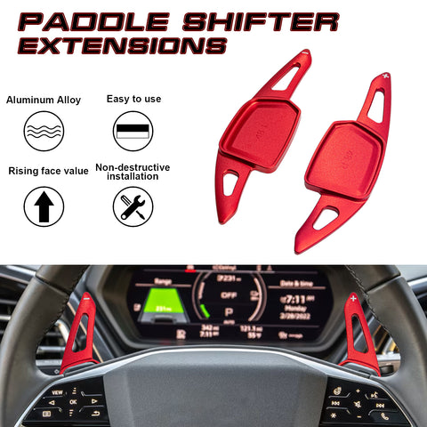 Red Aluminum Paddle Shifter Extension For Audi A5 A6 Q4 Q5 S6 Q6 SQ6 e-tron