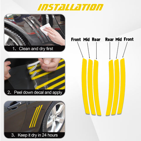 Xotic Tech 6pcs Car Body L&R Side Vent Insert Stripe Decal Vinyl Inlay Side Vent Gill Sticker Compatible with Chevrolet Camaro 2010-2015