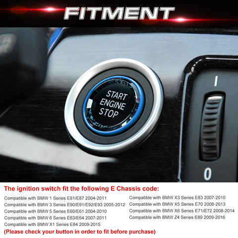 Crystal Blue Engine Start Stop Switch Button Cover For BMW 3 Series E90 E91 E92