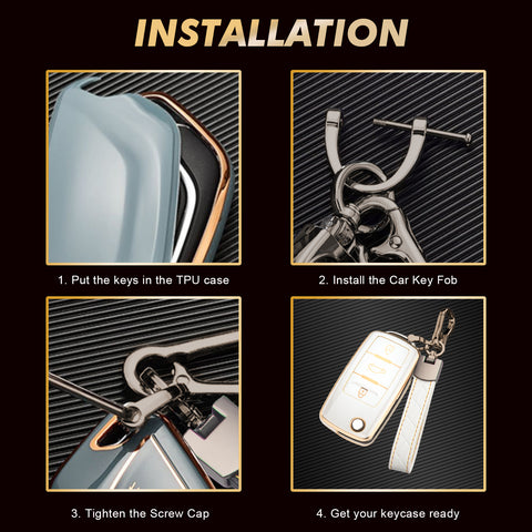 2X White TPU Full Cover Flip Remote Key Fob Cover For VW Tiguan Golf GTI Passat