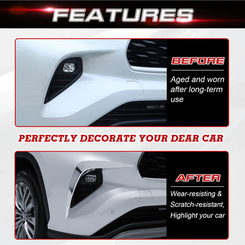 x xotic tech Front Fog Light Cover Trim Eyebrow Spoiler Molding Compatible with Toyota Highlander 2020-up ABS Car Decoration Exterior Accessories, 2Pcs/Set