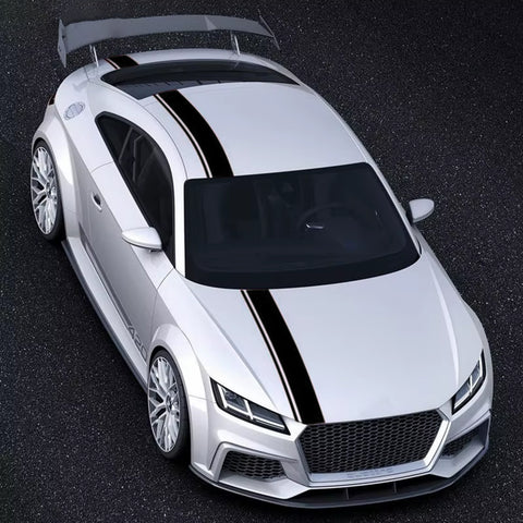 Xotic Tech Left Side Vinyl Car Decal Sporty Stripe Decor Sticker for Mercedes Benz C Class Hood Roof Rear Trunk Black