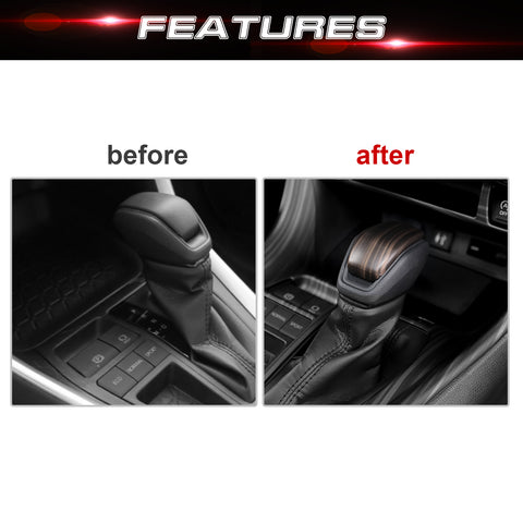 Wood Grain Interior Gear Shift Knob Cover Trim For Toyota RAV4 2019-2024