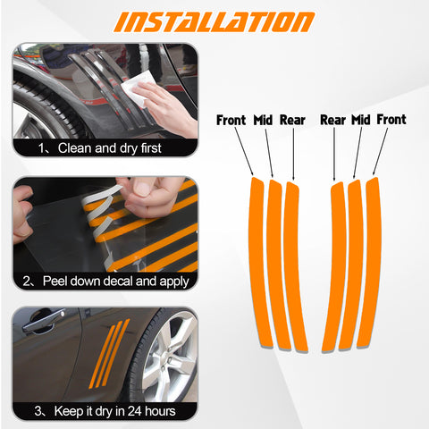 Xotic Tech 6pcs Car Body L&R Side Vent Insert Stripe Decal Vinyl Inlay Side Vent Gill Sticker Compatible with Chevrolet Camaro 2010-2015