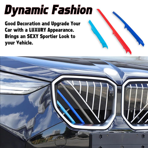 Tri-Colored Front Center Kidney Grille Strips Clip Cover For BMW X3 G45 2025-up