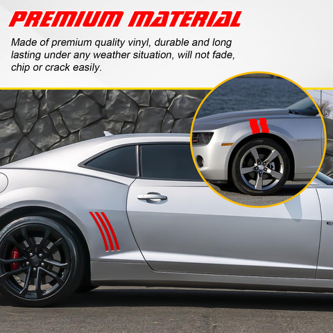 Racing Style Side Vent Fender Stripes Decal Cover For Chevrolet Camaro 2010-15
