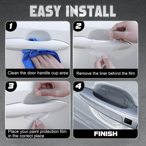 3D Blue Carbon Fiber Style Door Handle Guard Film Strip Stickers Decor Universal