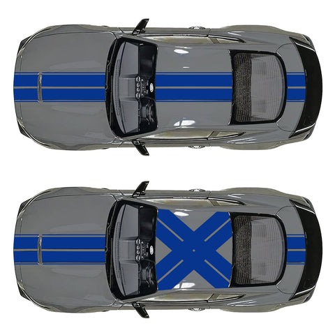 Xotic Tech Glossy Vinyl Racing Stripe Car Hood Graphics Decal Sticker for Hood Roof Rear Trunk Decoration Compatible with Ford Mustang 2015-up
