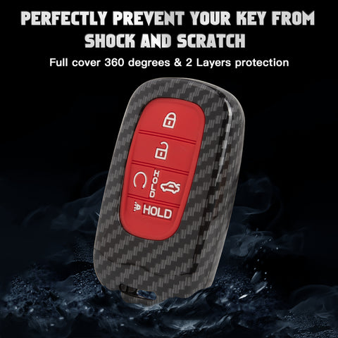 Carbon Style Shell+Silicone Cover Smart Key Fob Case Holder For Honda Civic Accord Pilot CR-V HR-V