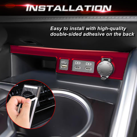 x xotic tech Front Cigarette Lighter Socket USB Outlet Panel Cover Trim Car Accessories Compatible with Toyota Highlander XLE LE L XSE Limited Platinum 2020-up