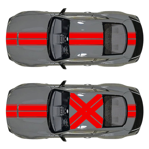 Xotic Tech Glossy Vinyl Racing Stripe Car Hood Graphics Decal Sticker for Hood Roof Rear Trunk Decoration Compatible with Ford Mustang 2015-up