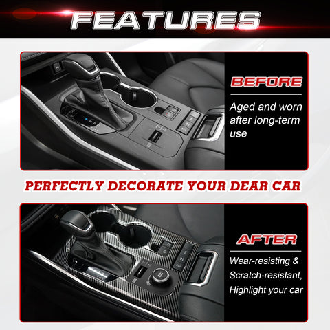 x xotic tech Center Console Gear Shift Water Cup Holder Cover Trim Compatible with Toyota Highlander 2020 2021 2022 L LE XLE XSE Limited Platinum Hybrid Car Interior Accessories