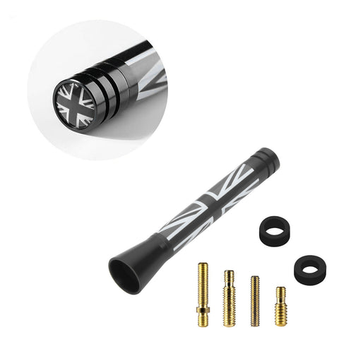 Xotic Tech Car Short/Long Antenna Union Jack Flag Checkerboard Theme Compatible with Mini Cooper All Models